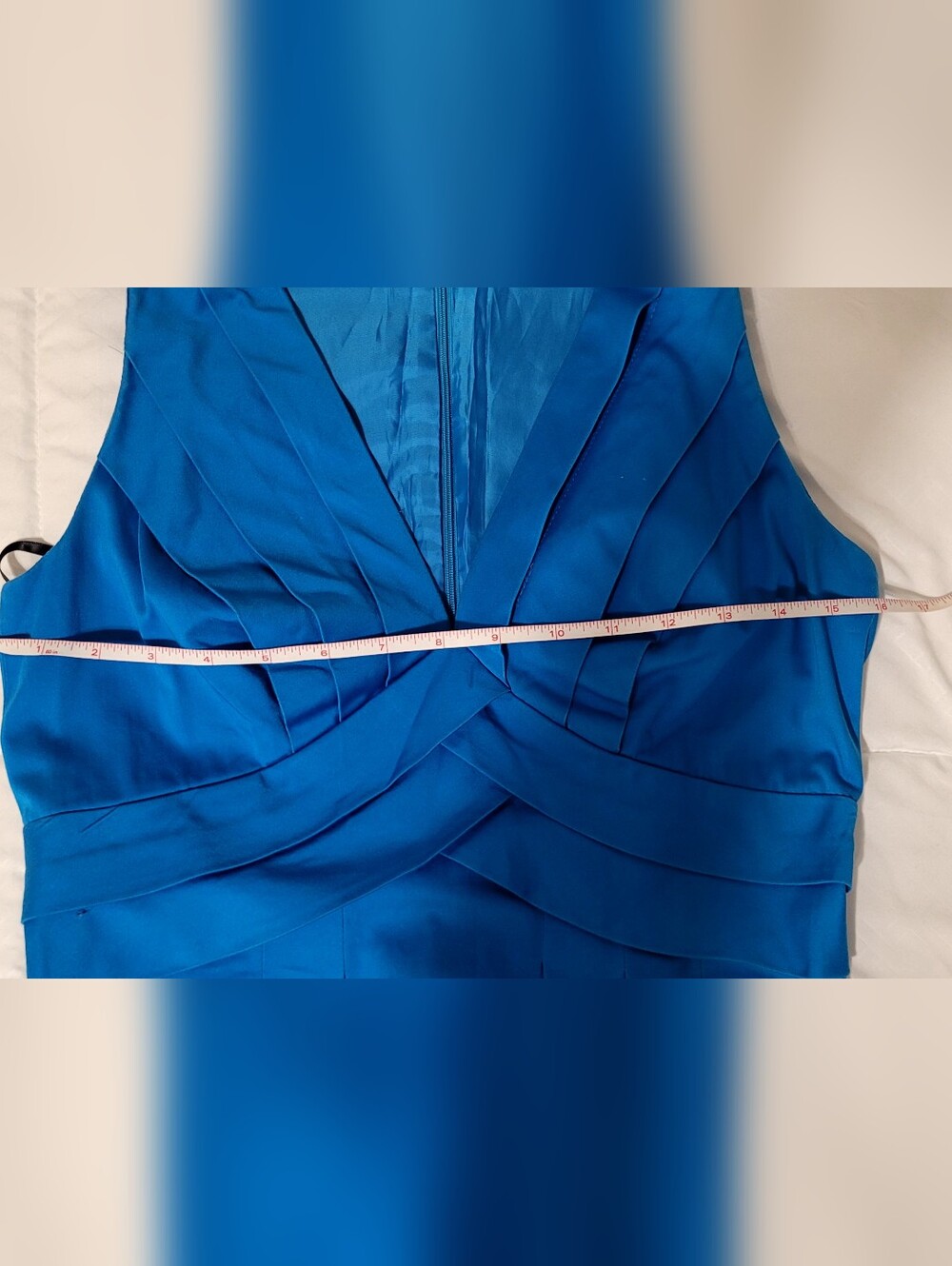 Calvin Klein, Vintage, Sleeveless V-Neck Pleated Blue Women’s Dress - Picture 11 of 11